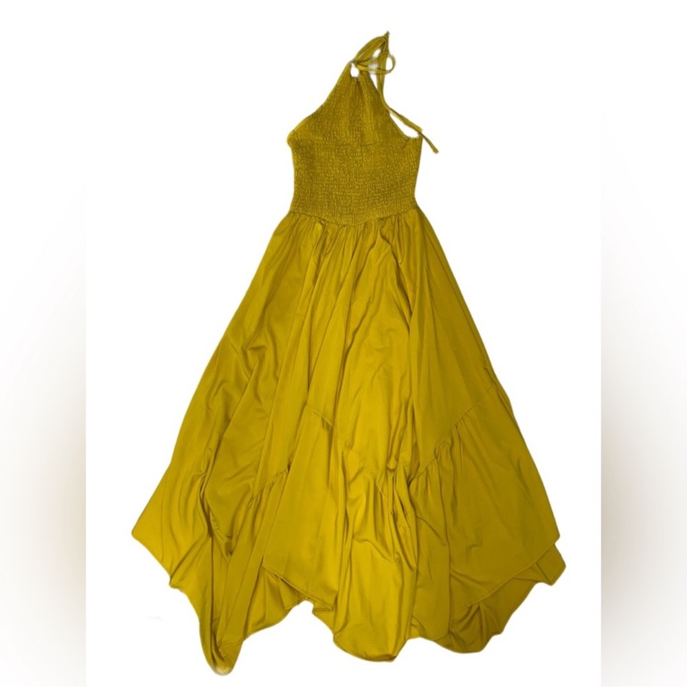 💙❤️ Yellow halter top flowy dress with asymmetrical skirt